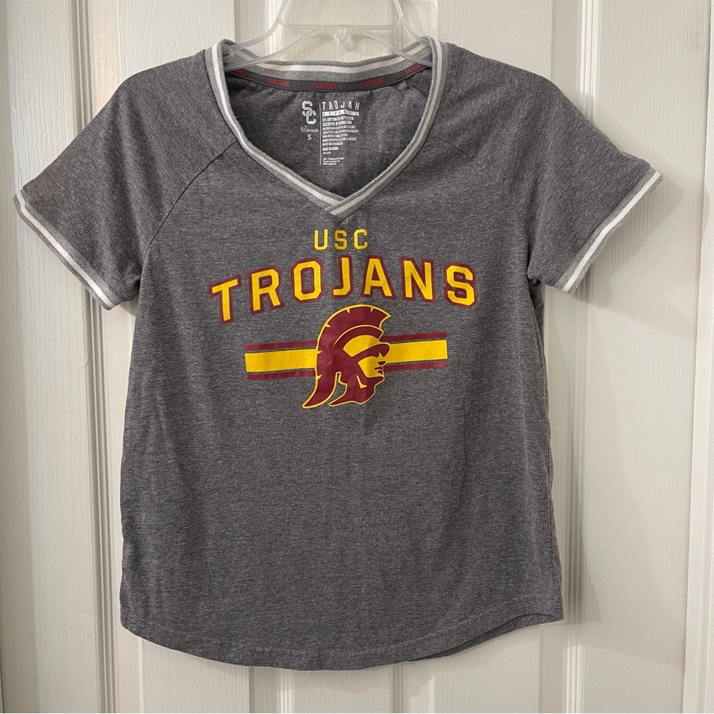 USC V Neck T-Shirt - Gray.  Womens:  Small.